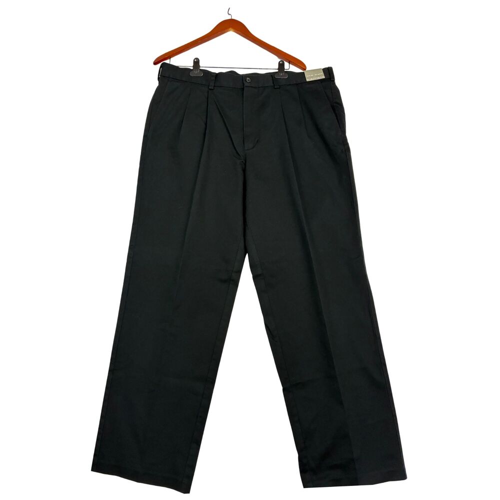 Nordstrom Men’s Dress Pants 38W 31L Black Smartcare Wrinkle Free Pleated Trouser